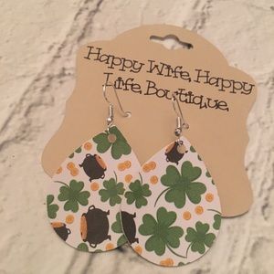 St Patrick’s Day faux leather earrings